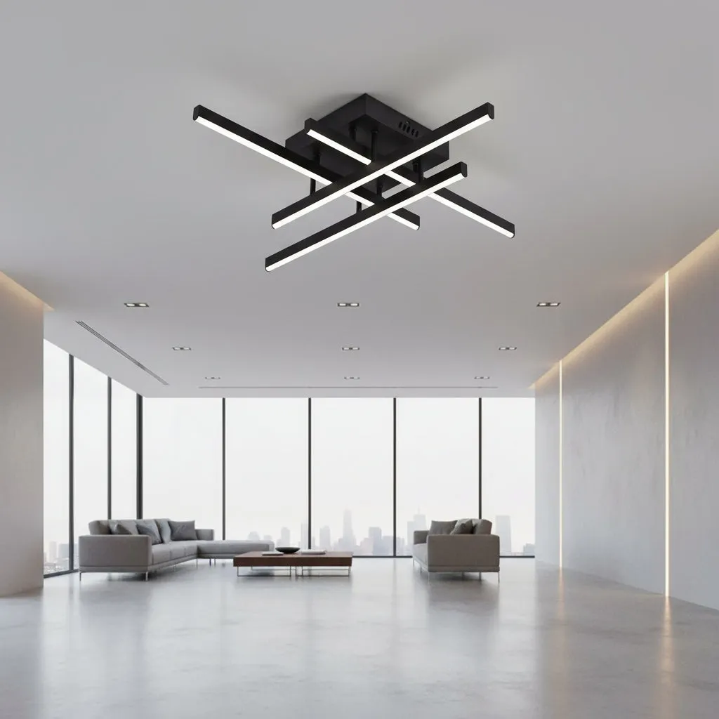 Alessandro Design Linex lustra LED neagra 52W liniara