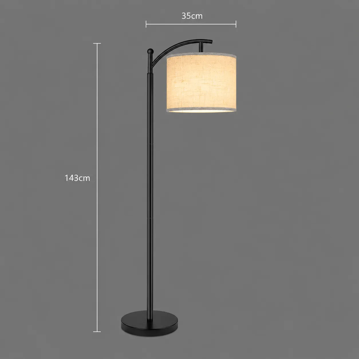 Alessandro Design Kokshetau lampadar E27 143cm alb-negru