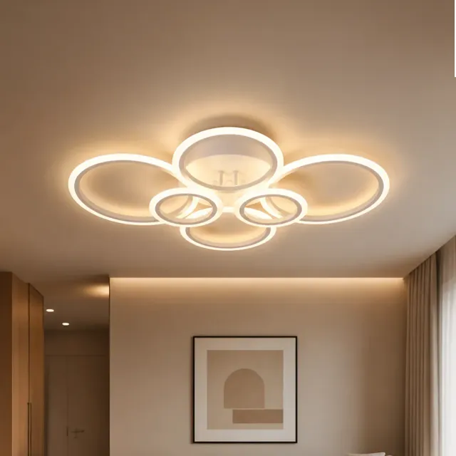Alessandro Design Betty 82W lustra LED alba 6 cercuri dimabila