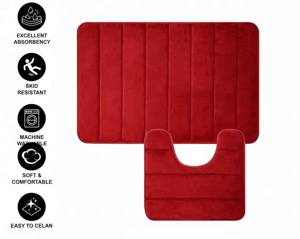 Alessandro Design covoras baie rosu set 2 antiderapant absorbant