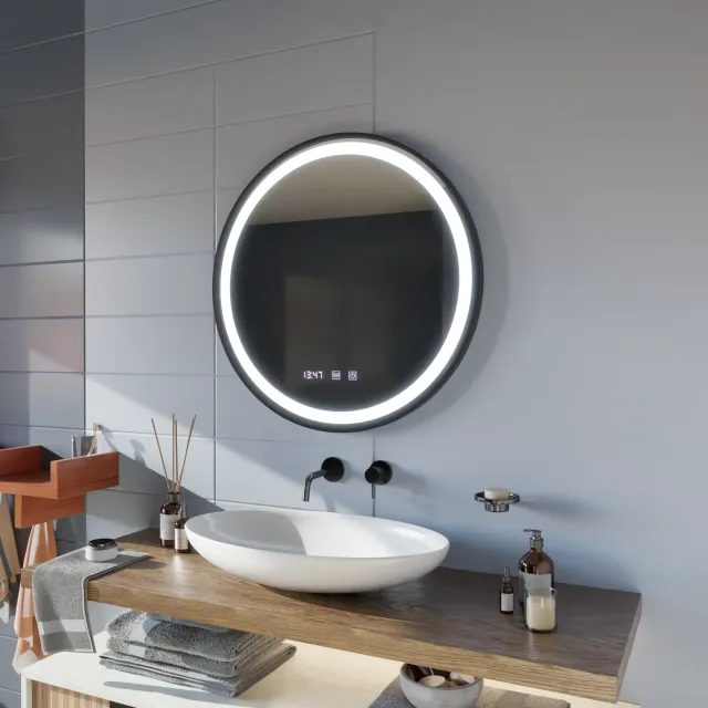 Alessandro Design Novara oglinda LED 50 cm neagra dezaburire