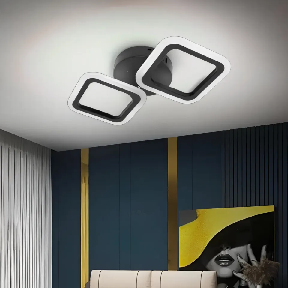 Alessandro Design Pulsaris lustra LED 27W neagra 2 patrate