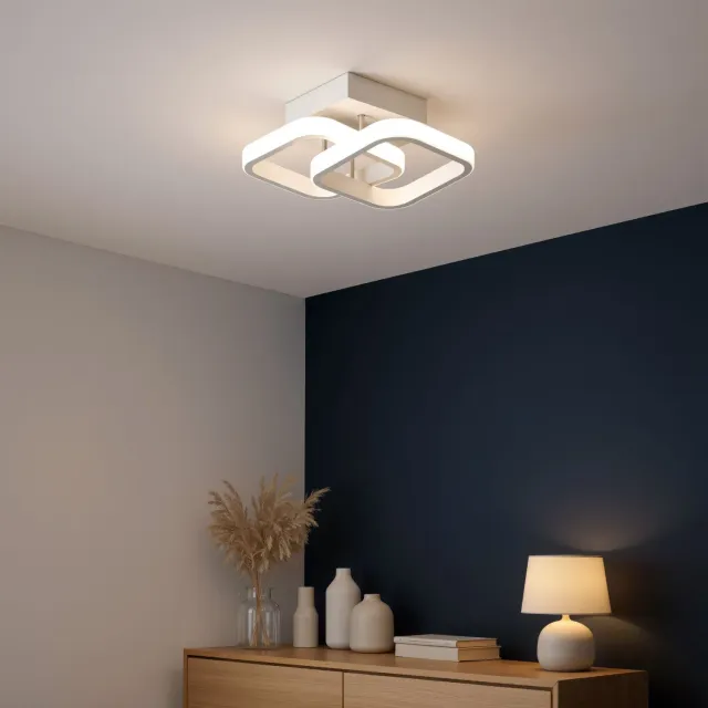 Alessandro Design VERTEX lustra LED 24W alba 2 romburi 3000-6000K