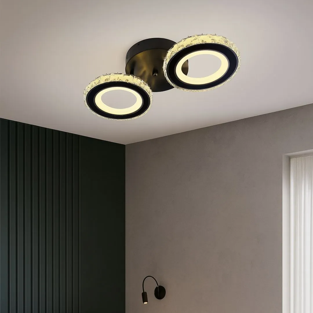 Alessandro Design NOVA ROTONDA lustra LED 32W neagra 2 cercuri