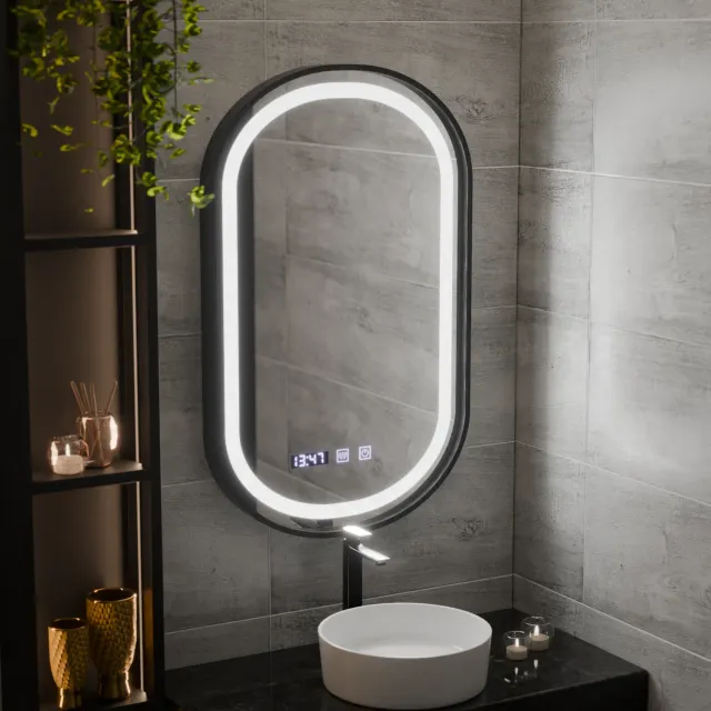 Alessandro Design Helmut Marcello Funghi oglindă LED 50x80 neagră dezaburire
