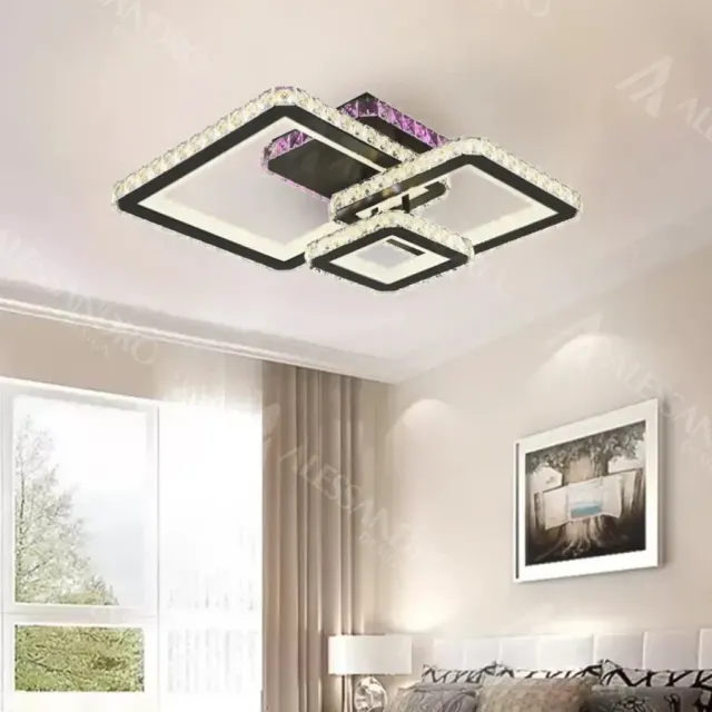 Blakely lustra LED RGB 166W 3 patrate neagra cu cristale