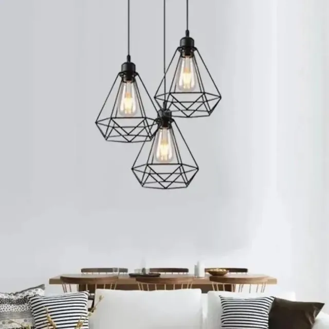 Alessandro Design Struktur lustra diamant 3xE27 neagra metal 30 cm