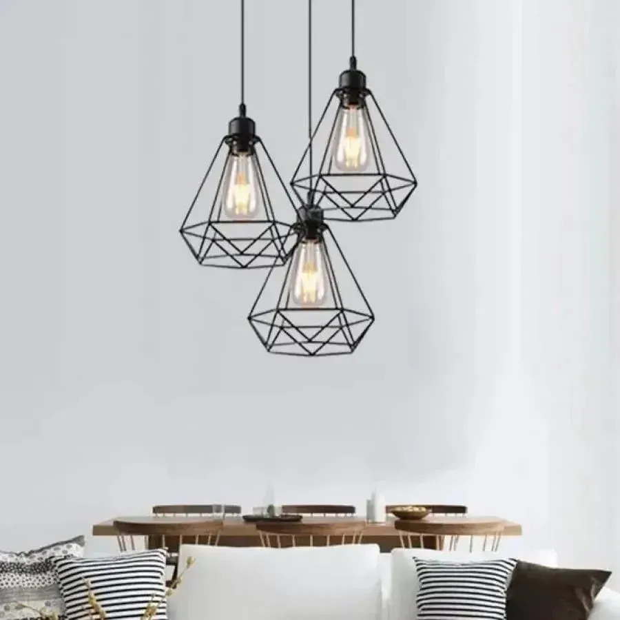 Alessandro Design Struktur lustra diamant 3xE27 neagra metal 30 cm