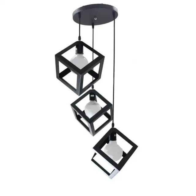 Alessandro Design STRUKTUR lustra cub neagra 3xE27 metal