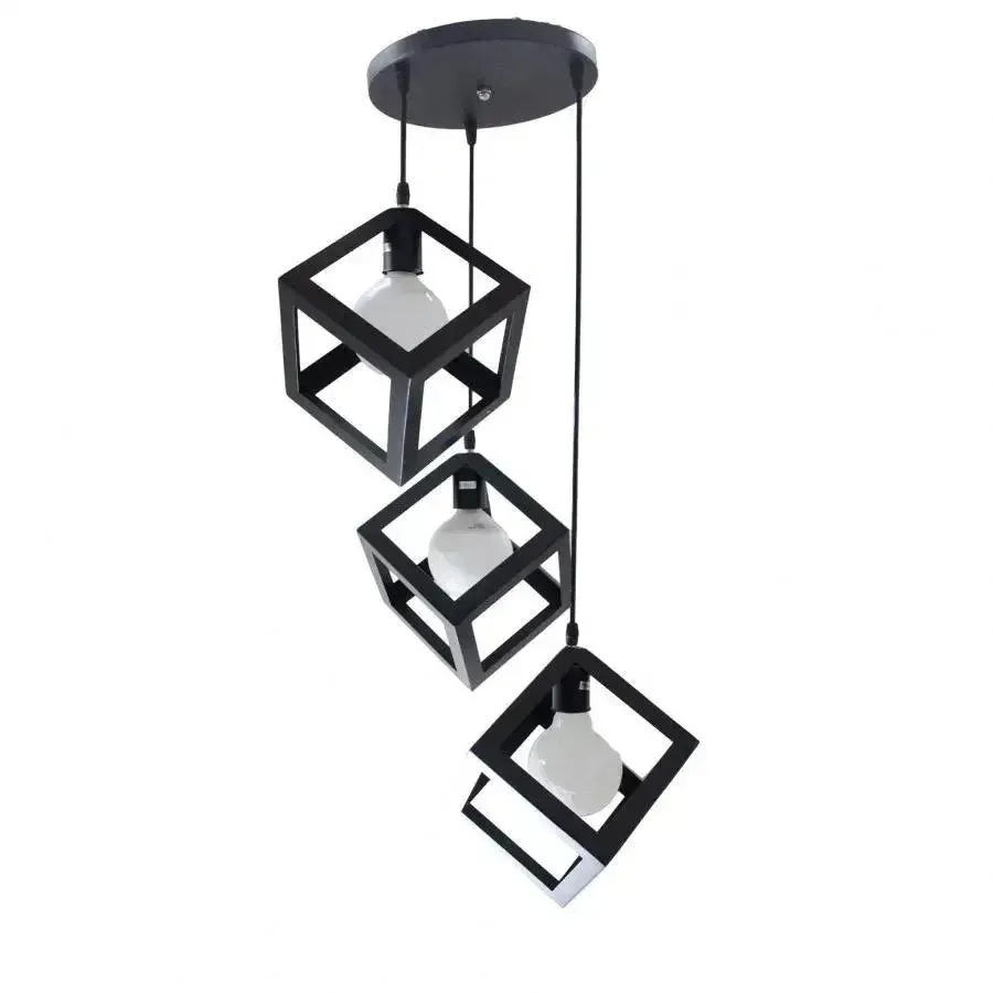Alessandro Design STRUKTUR lustra cub neagra 3xE27 metal