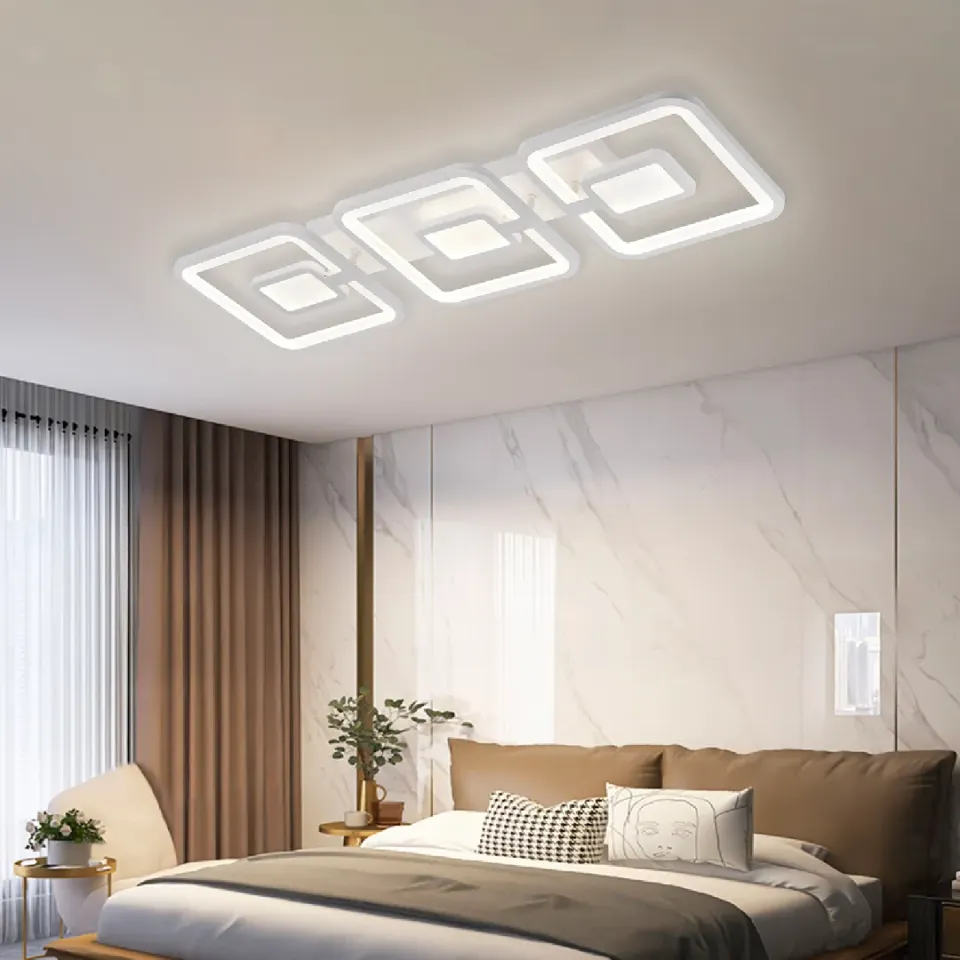 Alessandro Design Felix lustra LED 87W 3 patrate alba dimabila