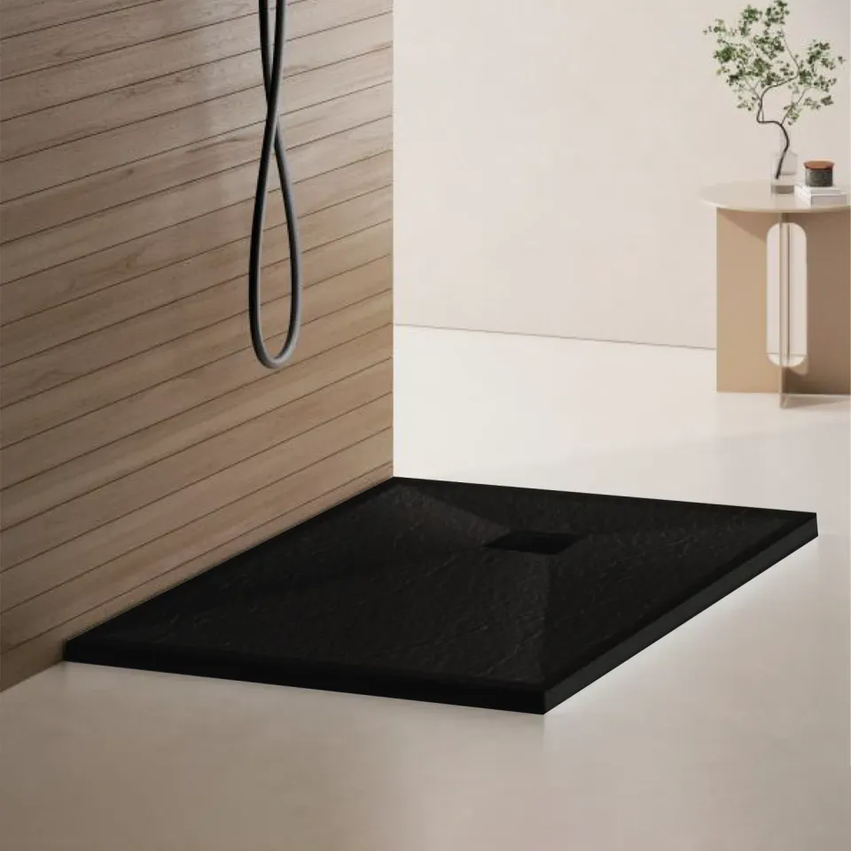 Alessandro Design cadita dus dreptunghiulara 70x90cm neagra slim