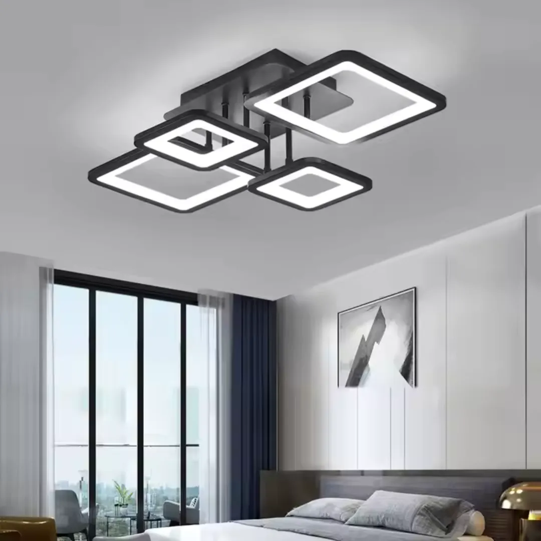 Alessandro Design Ella lustra LED 67W neagra 4 patrate dimabila
