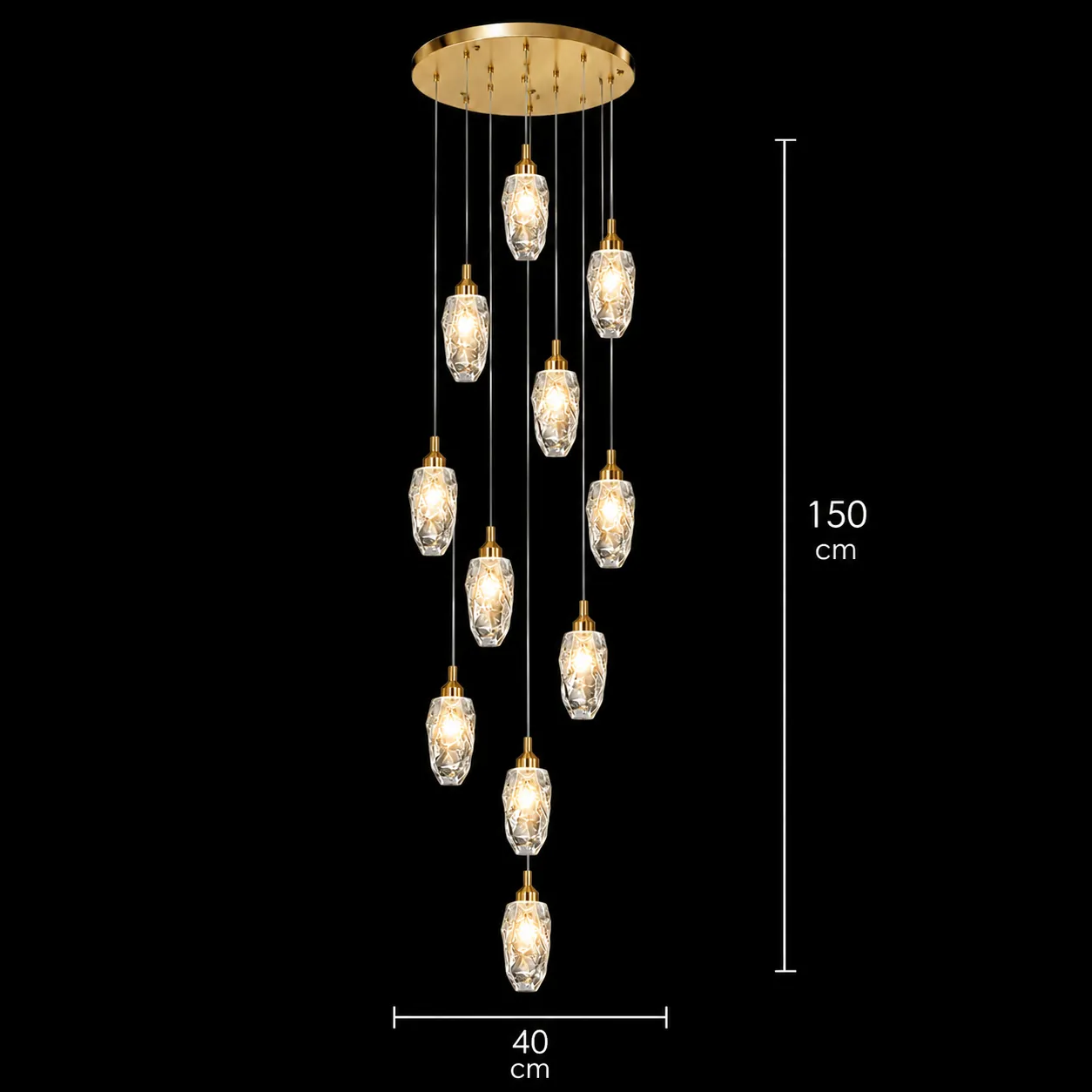 Alessandro Design AROHA candelabru cristal 40cm auriu 36W