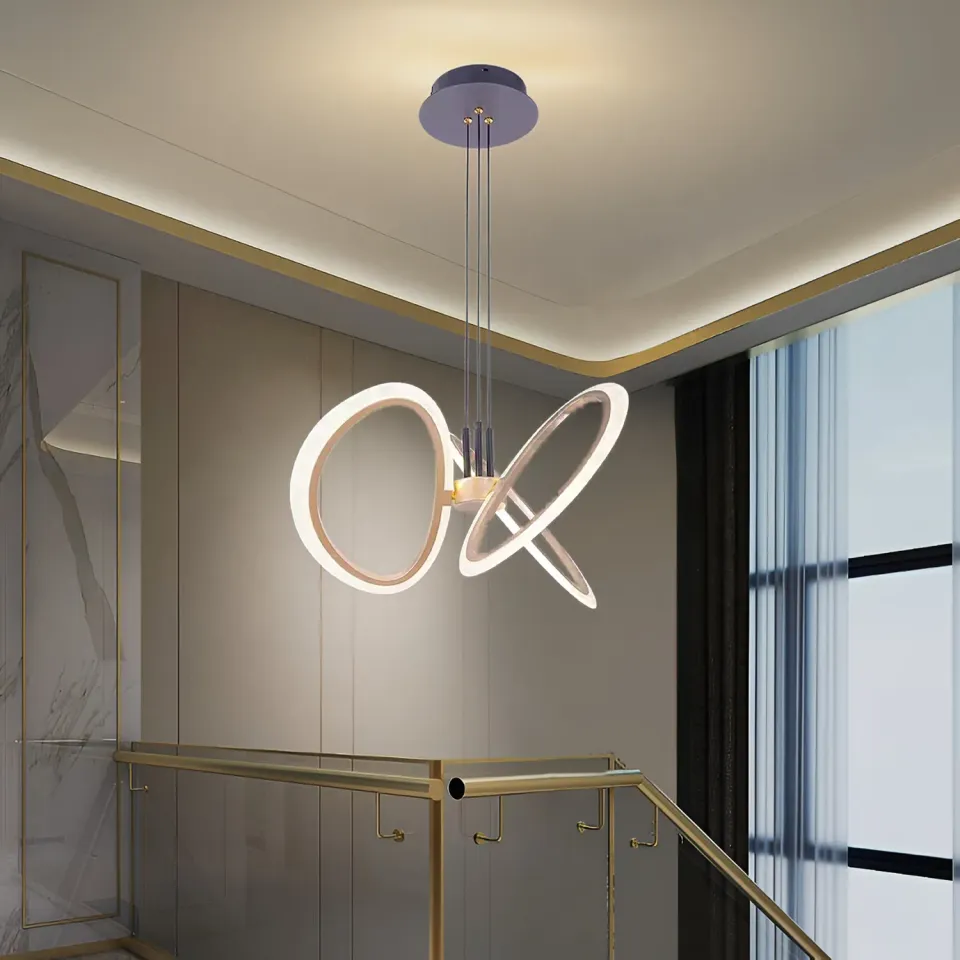 Alessandro Design Rimini lustra LED 52W aurie 3 cercuri
