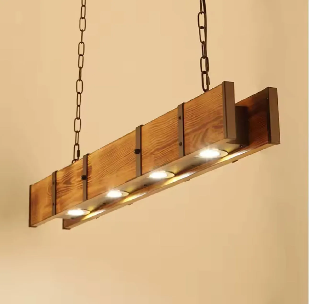 Alessandro Design LV565/4 lustra vintage lemn 100cm galbena 12W