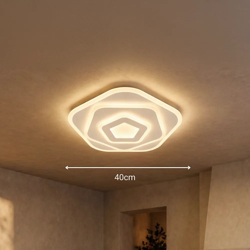 Alessandro Design Pentagon lustra LED 59W alba 40 cm dimabila