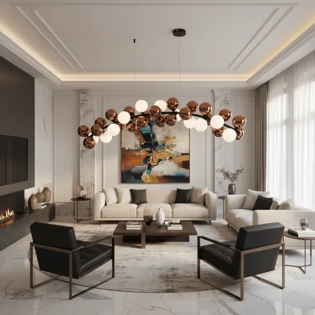 Alessandro Design Barro Grande lustra suspendata L130cm rose gold