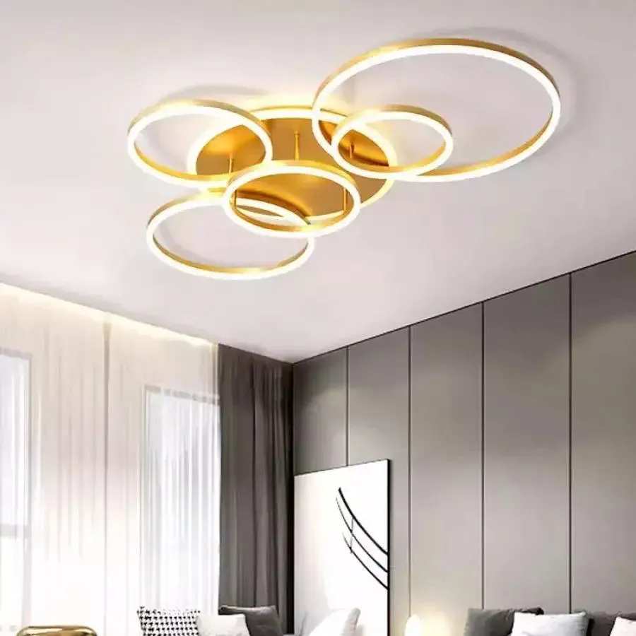 Alessandro Design Lyra 248W lustra LED 5 cercuri aurie