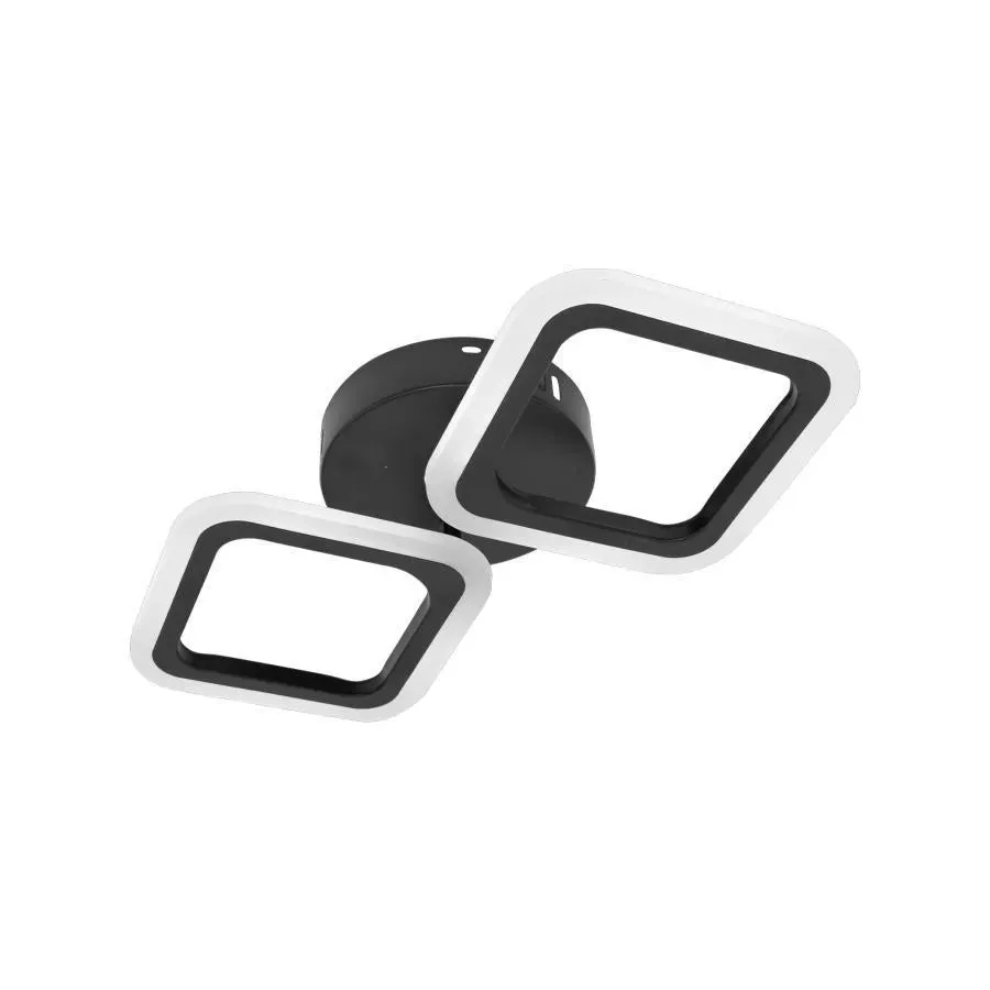Alessandro Design Pulsaris lustra LED 27W neagra 2 patrate