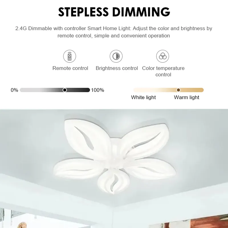 Alessandro Design Orchid lustra LED 66W 5 petale alba dimabila