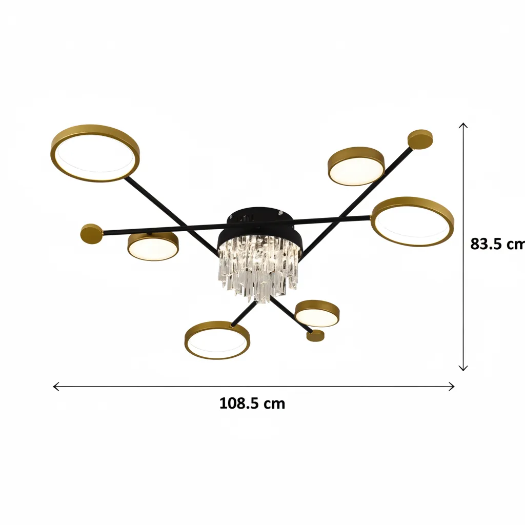 Alessandro Design Guida lustra LED negru-auriu 38W dimabila