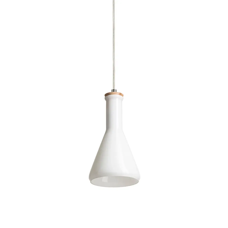 Rendl Pulire Con pendul retro E14 sticla opal-lemn
