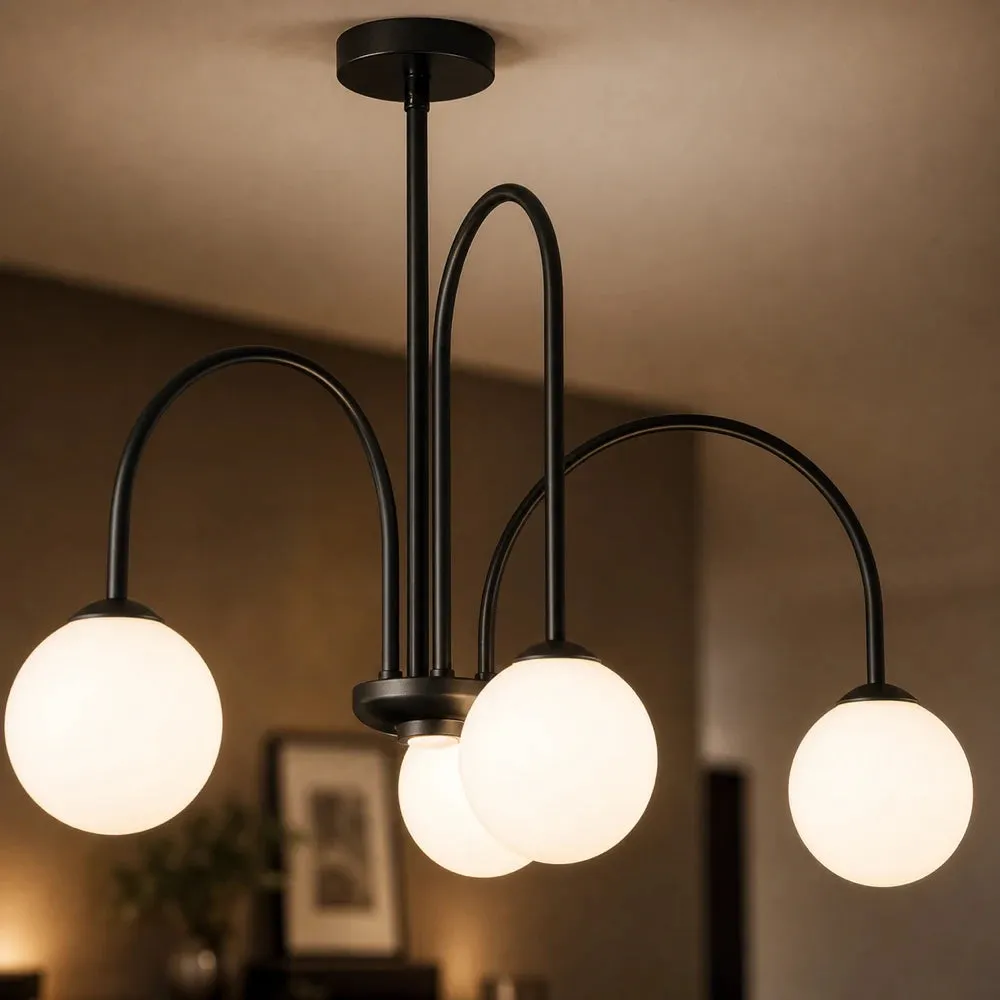 Alessandro Design Torino lustra cu abajur 4xE27 negru metal industriala