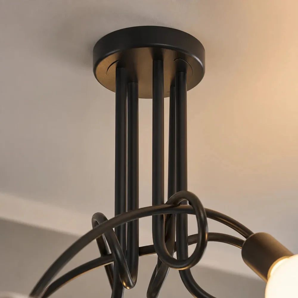 Alessandro Design Penta 5 lustra E27 neagra 5 becuri modernista