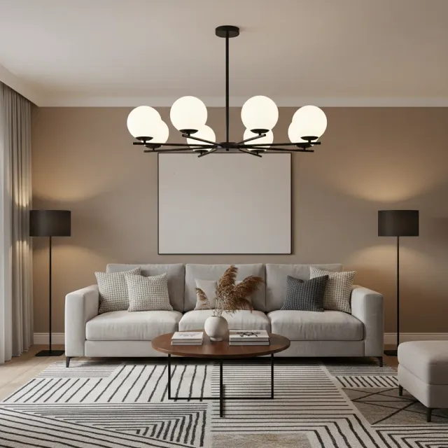 Alessandro Design Nuuk candelabru clasic 8xE27 negru