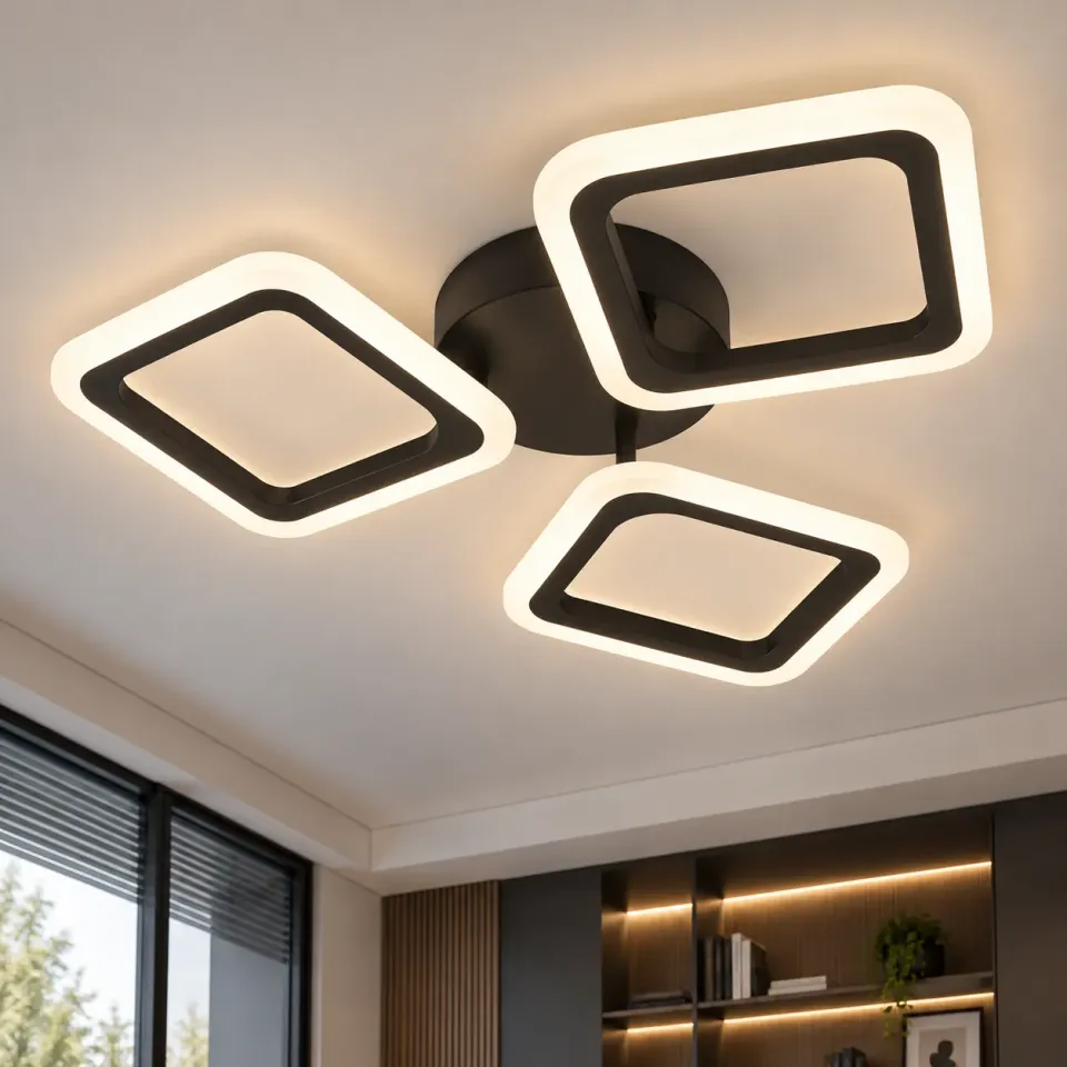 Alessandro Design Pulsaris 40W lustră LED neagră 3 pătrate