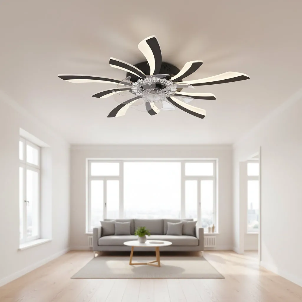 Alessandro Design Virtula lustra LED ventilator 29W D77cm neagra