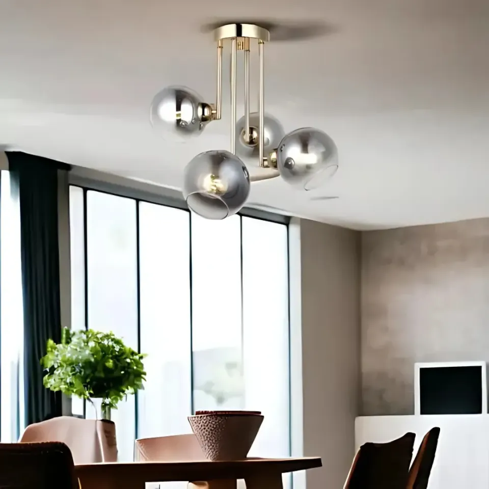Alessandro Design Modus lustra 4xE27 aurie sticla fumurie