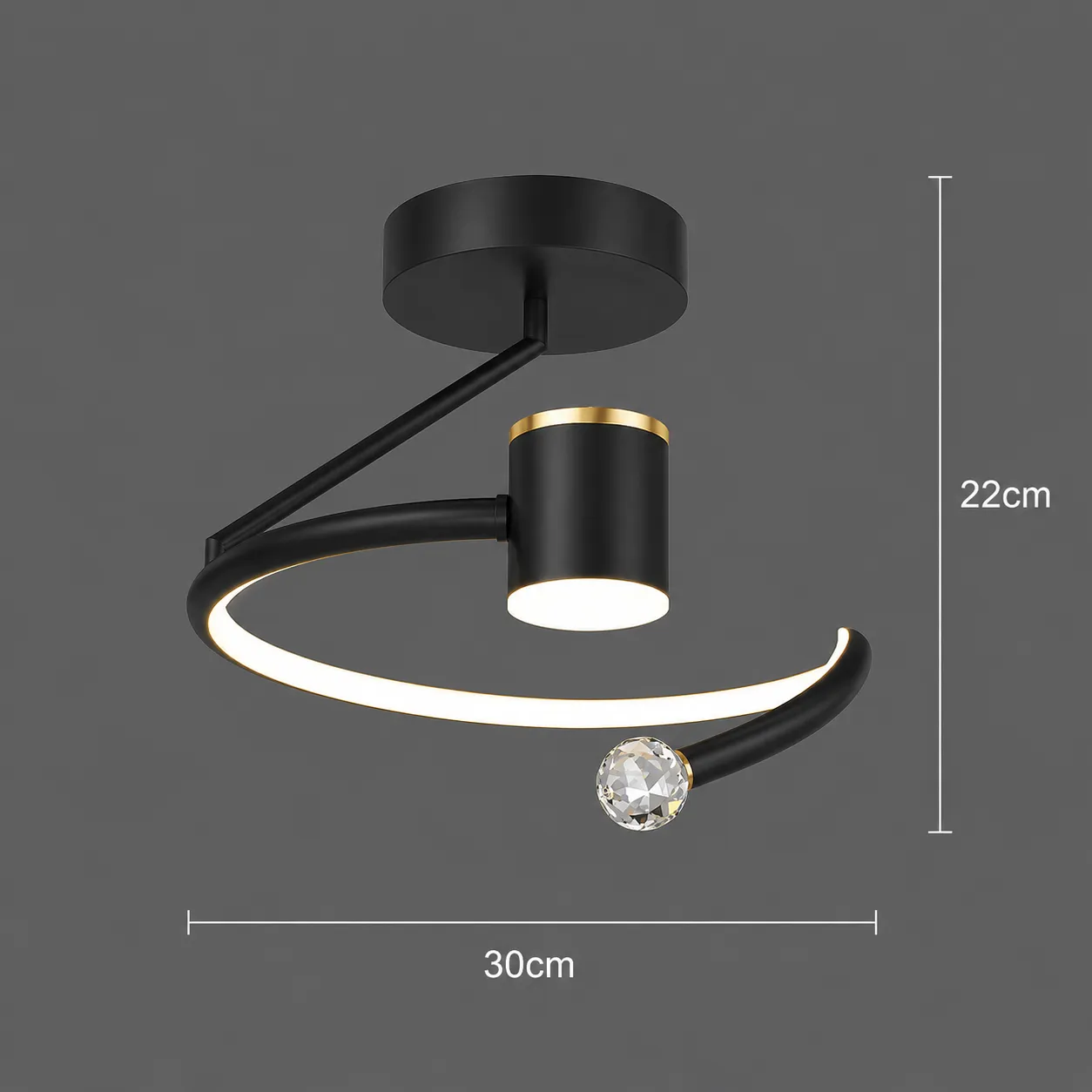 Alessandro Design lustra LED 24W neagra 30x25cm 3 culori