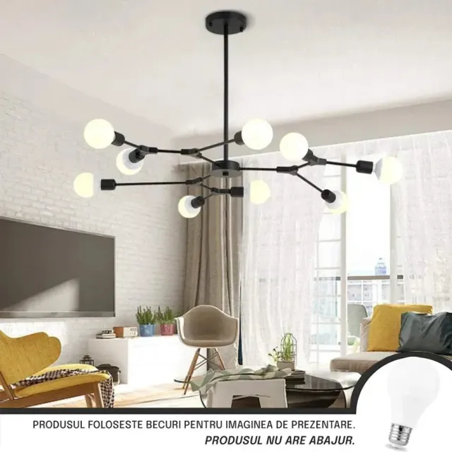 Alessandro Design Architek Nona lustra 9xE27 neagra metal