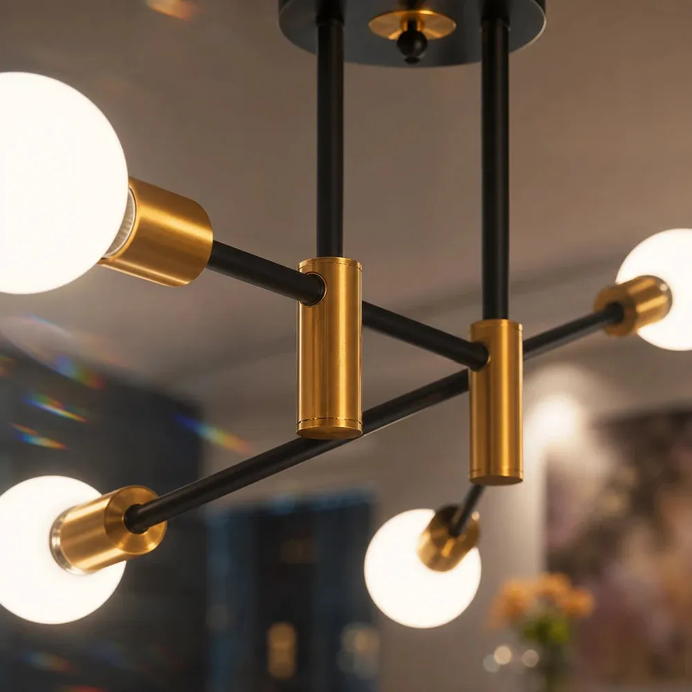 Alessandro Design Gentile lustră modernistă 4xE27 negru-auriu