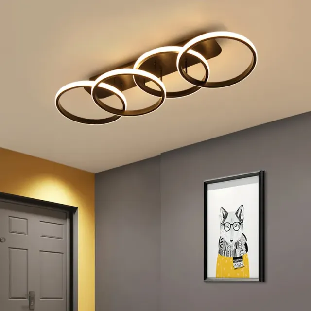 Alessandro Design Elio 47W lustră LED neagră 4 cercuri
