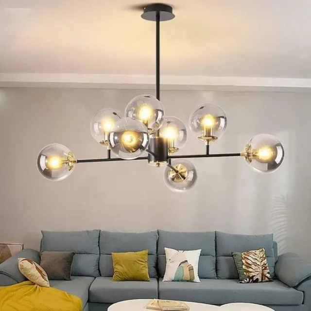 Alessandro Design Jermija lustra abajur negru-auriu 8xE27