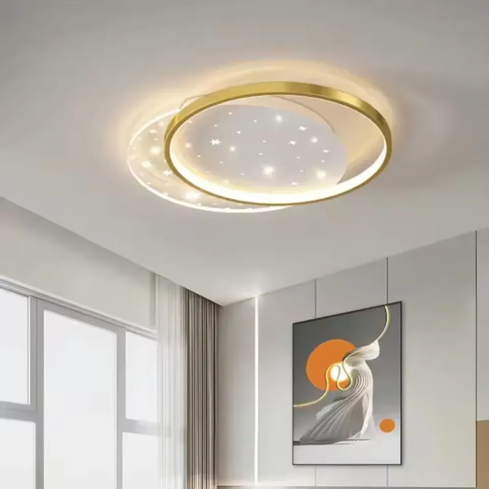 Alessandro Design Lunaro lustra LED 38W alba-aurie 2 cercuri