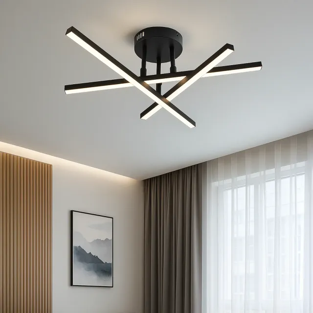 Alessandro Design lustra LED liniara neagra 3 elemente 41W