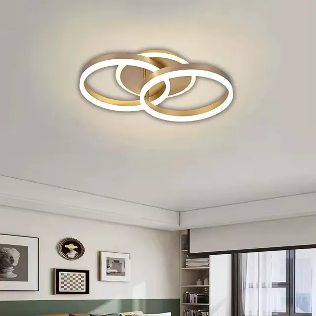 Alessandro Design Rinova 34W lustră LED aurie 2 cercuri dimabilă