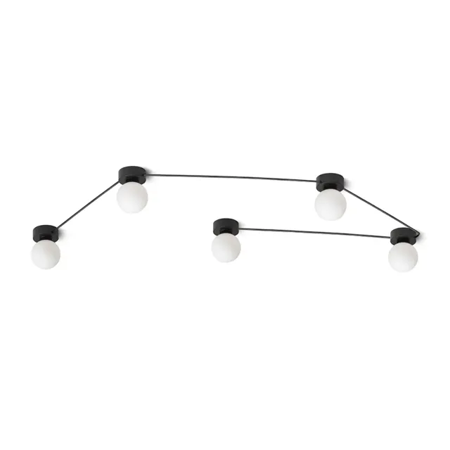 Rendl Vela lustră neagră G9 sticlă opal