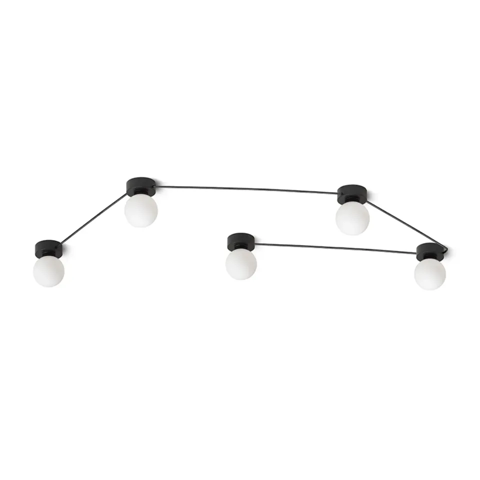 Rendl Vela lustră neagră G9 sticlă opal