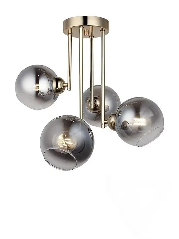 Alessandro Design Modus lustra 4xE27 aurie sticla fumurie