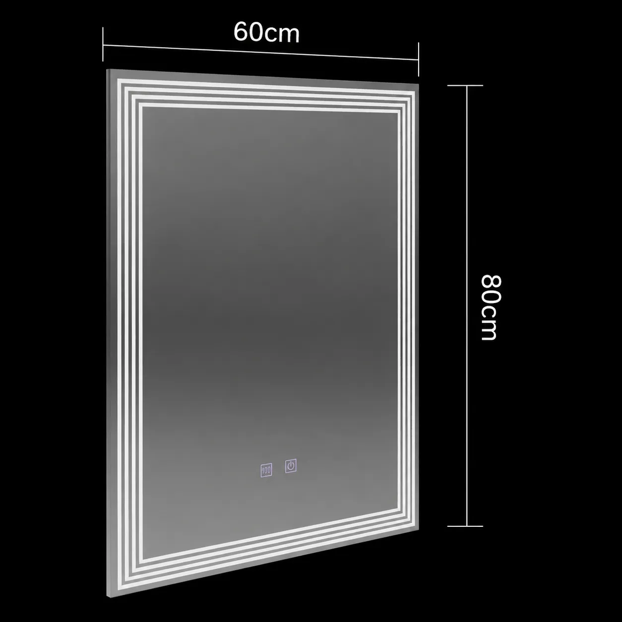 Alessandro Design ADIS Touch 60x80 oglinda LED dreptunghiulara