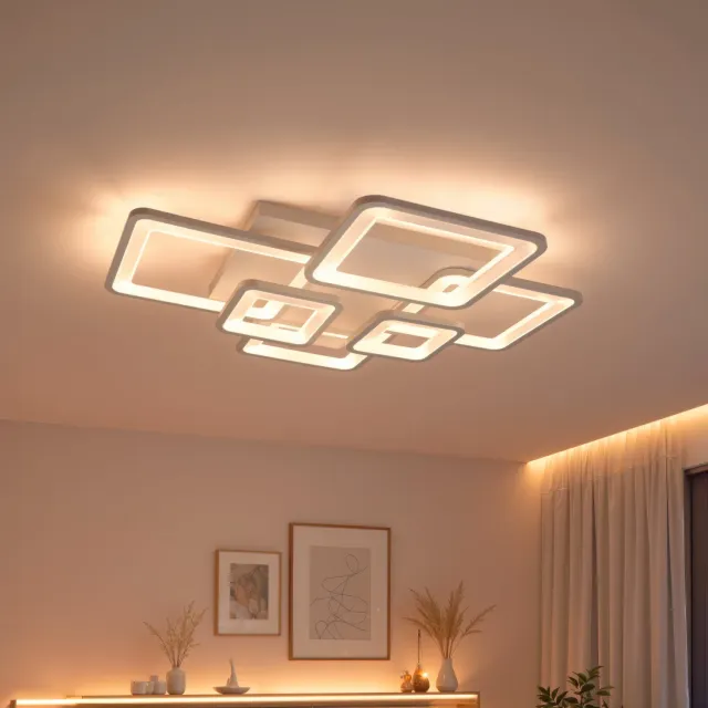 Ella lustra LED alba 119W dimabila 6 patrate telecomanda