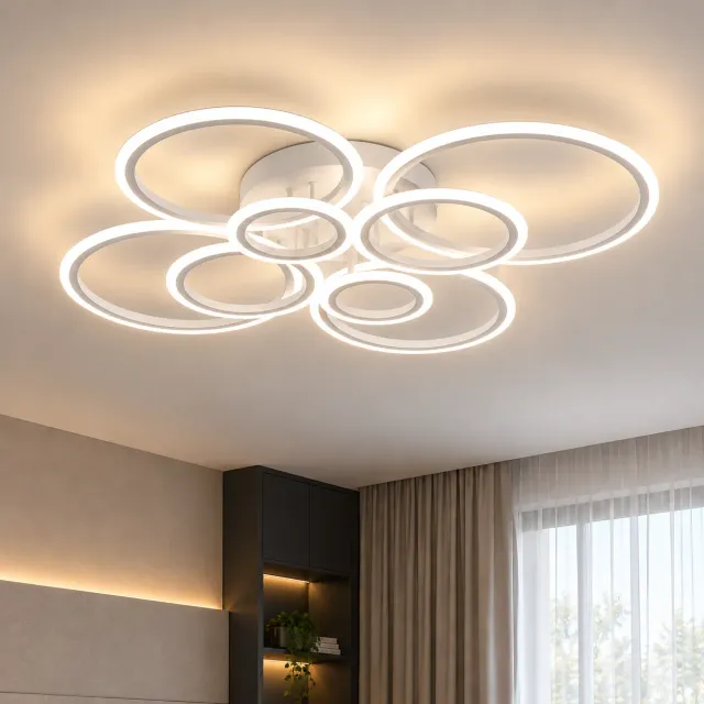 Alessandro Design Betty lustra LED 127W alba 8 cercuri