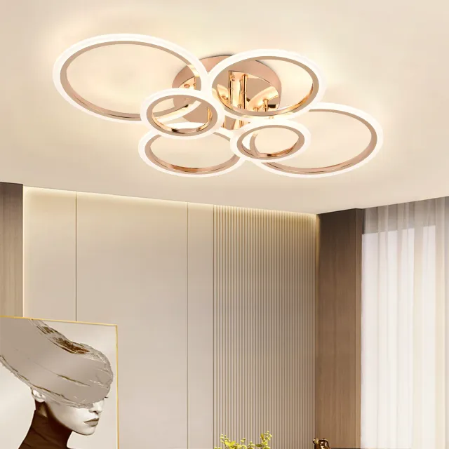 Alessandro Design Betty lustra LED aurie 81W 6 cercuri