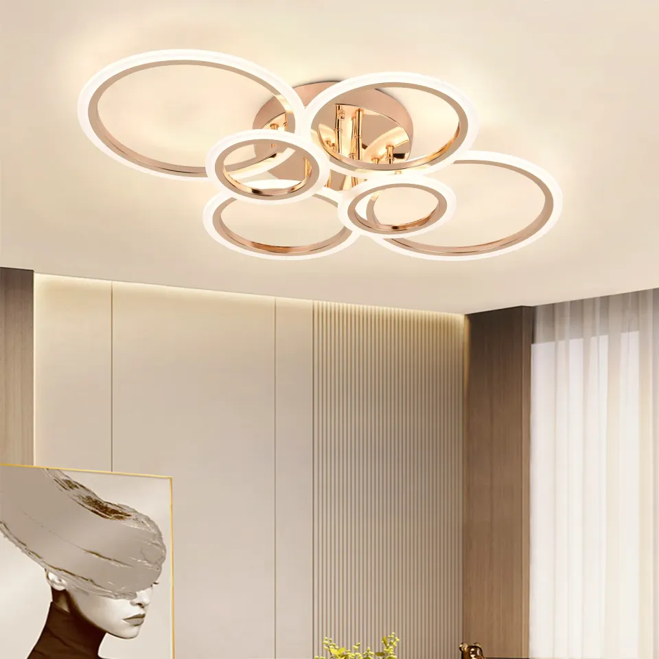 Alessandro Design Betty lustra LED aurie 81W 6 cercuri
