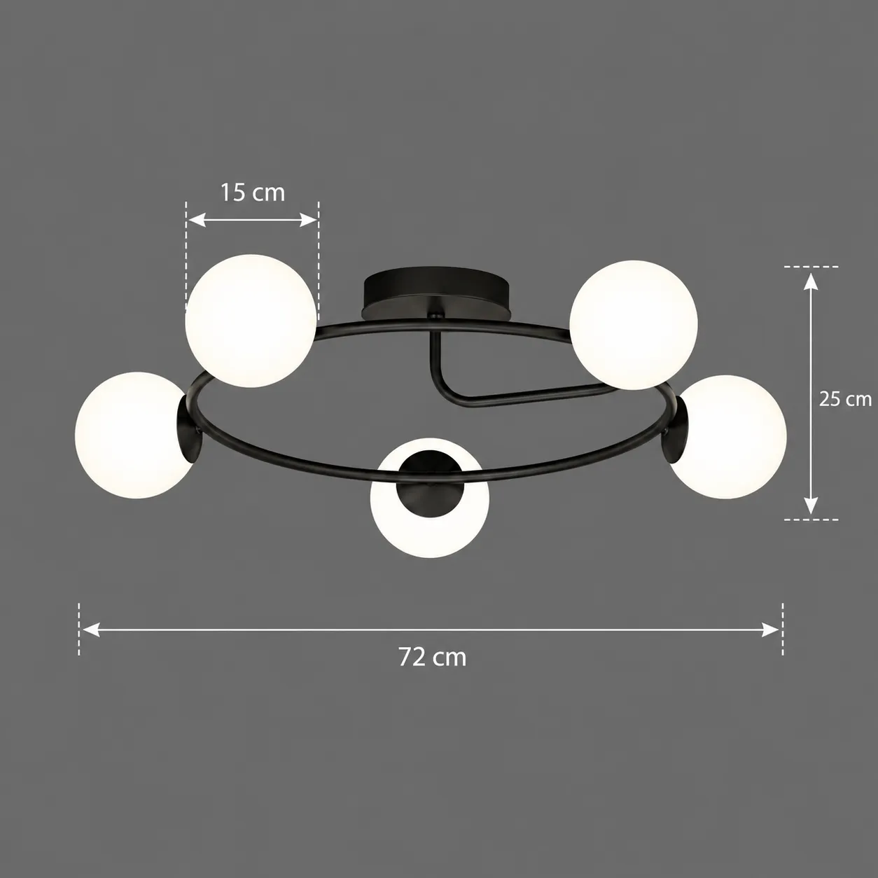 Alessandro Design ORBIT 5xE27 candelabru negru 72 cm